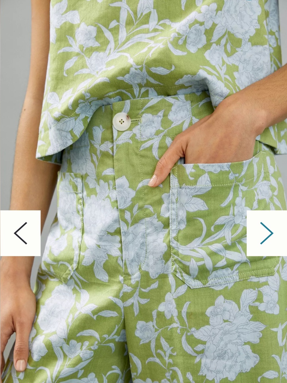 Anthropologie Green and White Floral Wide-Leg Pants - Picture 3 of 10
